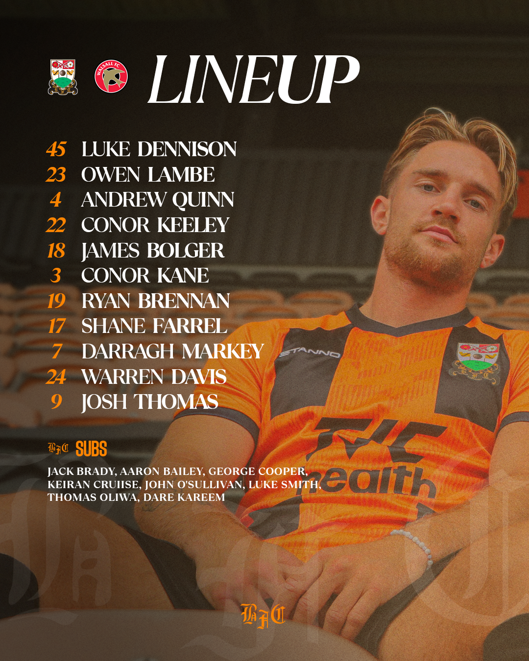 Barnet FC matchday content template — Starting XI, lineup or fulltime result graphic