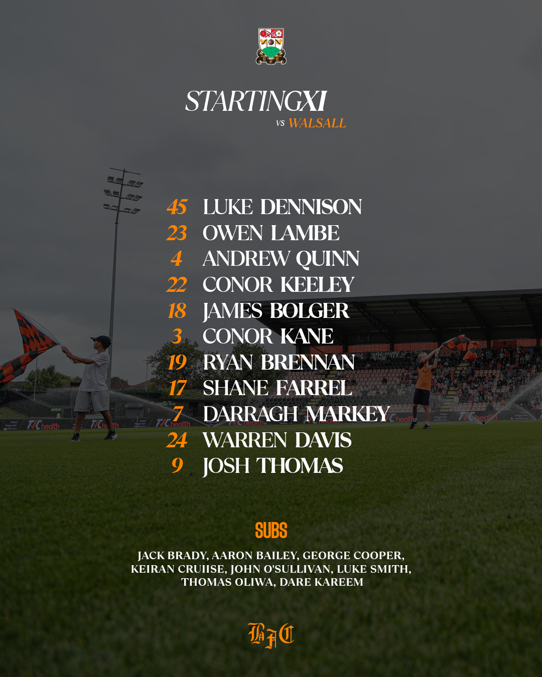 Barnet FC matchday content template — Starting XI, lineup or fulltime result graphic