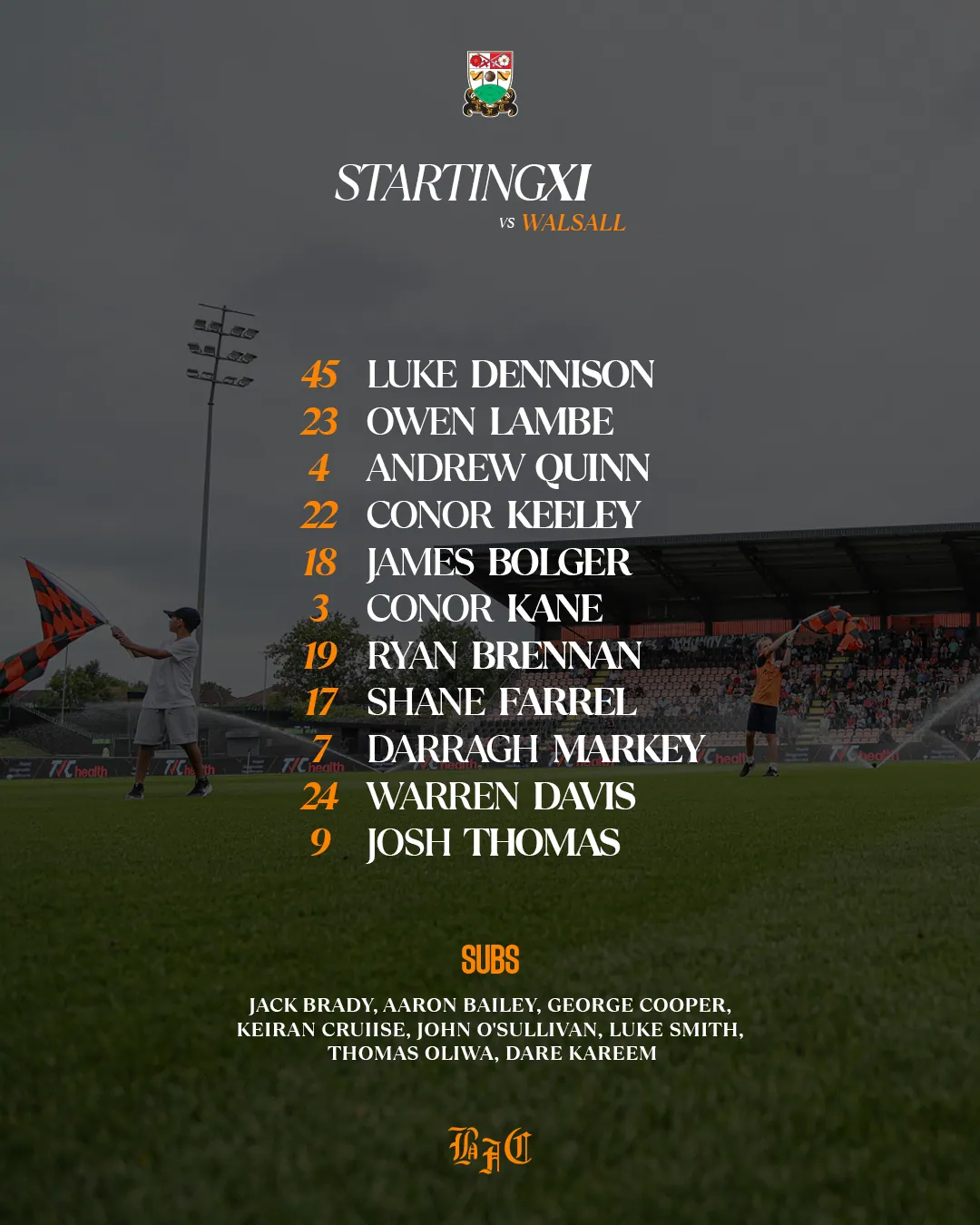 Barnet FC matchday content template — Starting XI, lineup or fulltime result graphic
