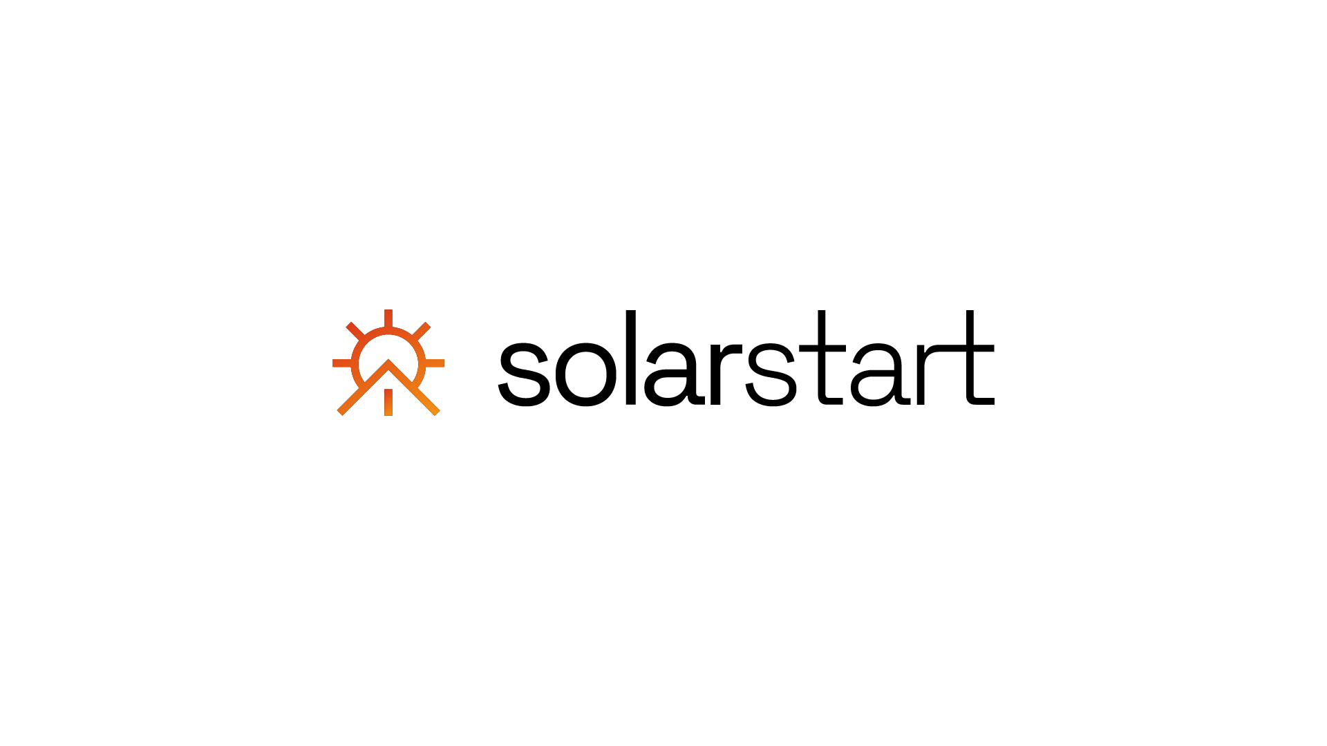 The finished solarstart logo lockup, mark and wordmark, on a plain white background