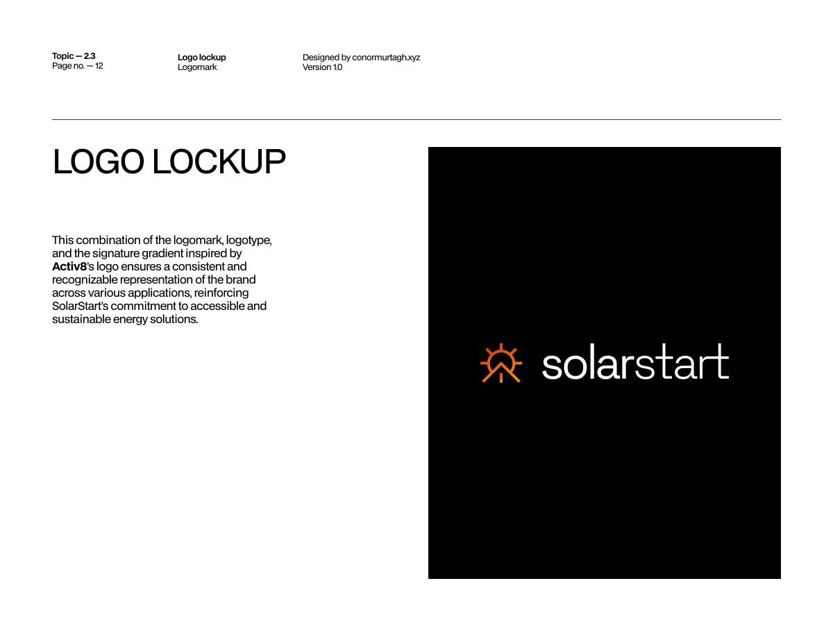 SolarStart brand guidelines, spread 12 of 23