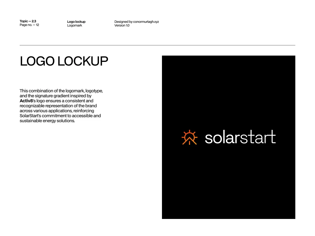 SolarStart brand guidelines, spread 12 of 23